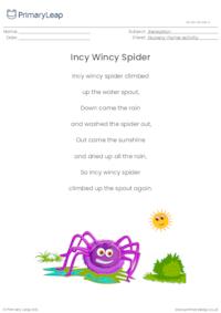 Incy Wincy Spider nursery rhyme activity