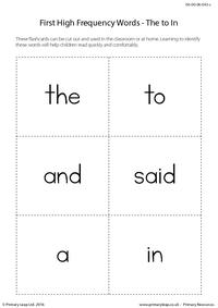 High Frequency Words - The to In