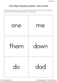 High Frequency Words - One to Dad
