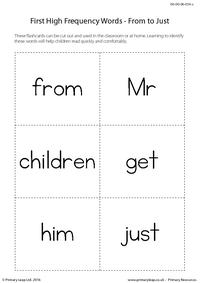 High Frequency Words - From to Just