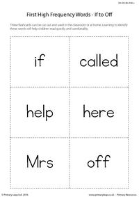 High Frequency Words - If to Off