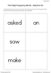 High Frequency Words - Asked to An