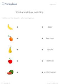 Word and picture matching - Fruit-themed activity