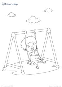Fun at the park 2 colouring page