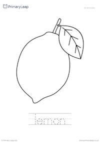 Colour the picture and trace the letters - Lemon