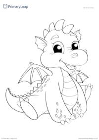 Cartoon dragon colouring page