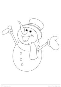 Christmas colouring page - Happy snowman