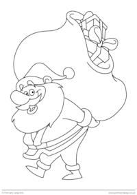 Christmas colouring page - Santa Claus carrying gifts