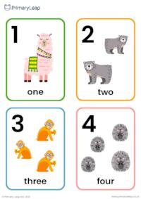 Animal number flashcards 1 - 10
