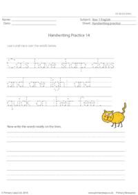 Handwriting Practice - Cats