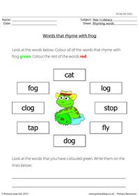 Words that rhyme with 'frog'