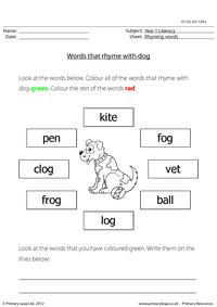 Words that rhyme with 'dog'