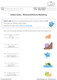 Action Verbs - Word and picture matching (1)