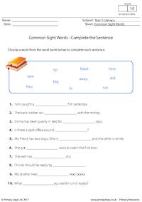 Common Sight Words - Complete the Sentence (1)
