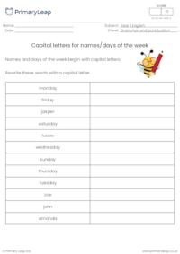 Capital letters for names and days of the week