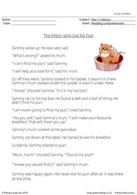 Reading comprehension - The Kitten who lost his Purr