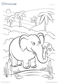 Animal colouring page - Elephant