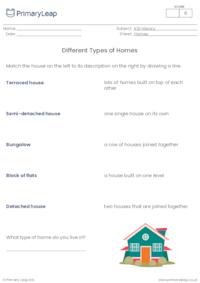 Matching activity - Different types of homes