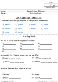 Spellings List 4