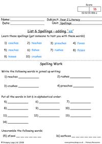 Spellings List 6