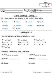 Spellings List 8