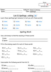Spellings List 11