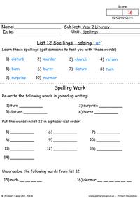 Spellings List 12