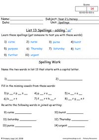 Spellings List 13