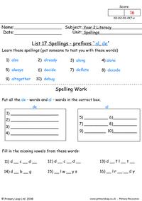 Spellings List 17