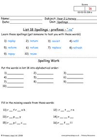 Spellings List 18