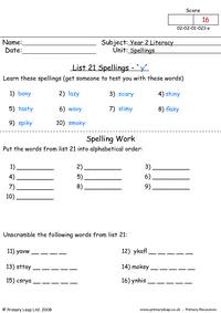 Spellings List 21