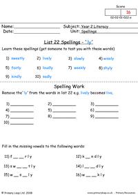 Spellings List 22