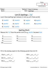 Spellings List 23
