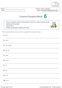 Common Exception Words 6