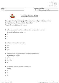 Language Skills - Test 3