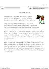 Reading comprehension - Alice Goes Riding