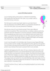 Reading comprehension - Lucy's Birthday Surprise