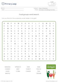 Food groups word search