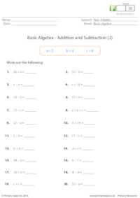 Basic Algebra - Addition and Subtraction (2)