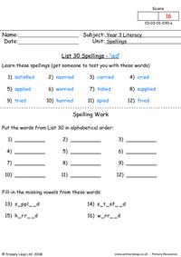 Spelling list 30