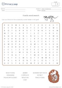 Fossils word search