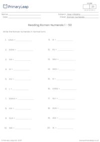 Reading Roman Numerals 1 - 50