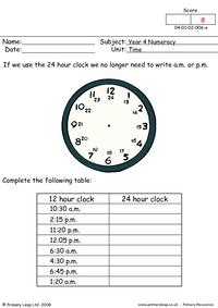 Time - 24 hour clock