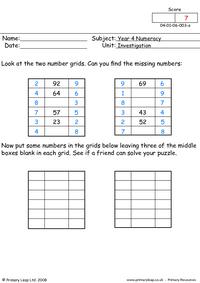 Investigation - Number grids