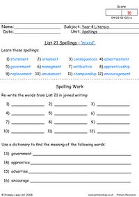 Spelling list 21