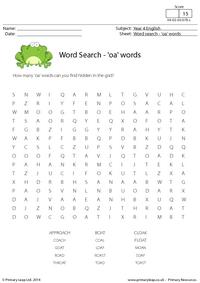 Word Search - Long Vowel 'oa' words