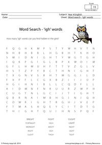 Word Search - 'igh' words
