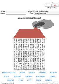 Early Settlers Word Search