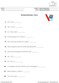 Mental arithmetic - Test 5