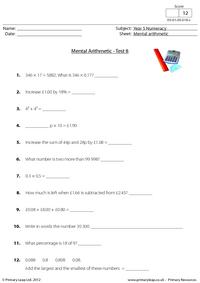 Mental arithmetic - Test 8